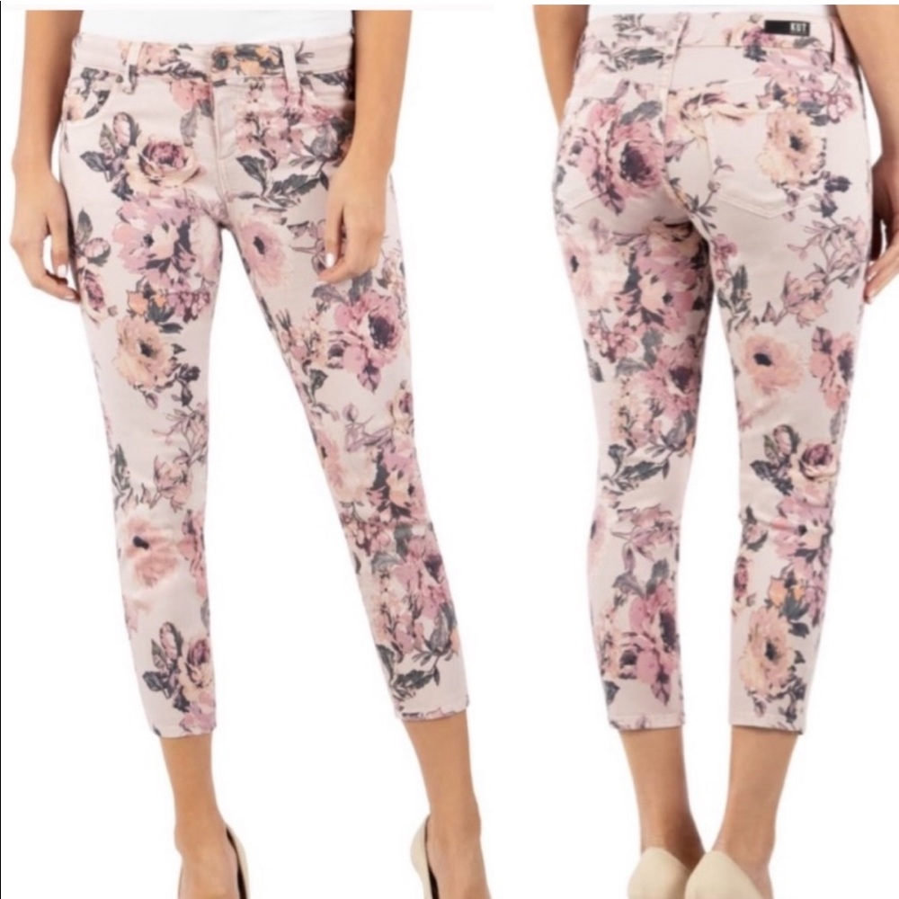 Kut from the Kloth Connie Pink Floral Crop Skinny Jeans - Picture 12 of 12
